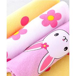 Babyhug Cotton Knit Hand & Face Towel With Floral Print Pack Of 6 L 23 x B 23 cm - Multicolour