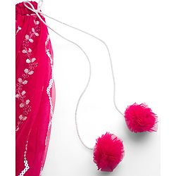 Babyhug Net Woven Sleeveless Choli Lehenga & Dupatta Set with Sequence Embroidery - Fuchsia