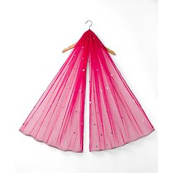 Babyhug Net Woven Sleeveless Choli Lehenga & Dupatta Set with Sequence Embroidery - Fuchsia