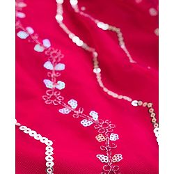 Babyhug Net Woven Sleeveless Choli Lehenga & Dupatta Set with Sequence Embroidery - Fuchsia