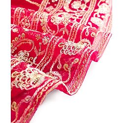 Babyhug Woven Half Sleeves Floral Embroidered Choli Lehenga & Dupatta Set - Maroon
