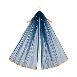 Babyhug Woven Frill Sleeves Embroidered Choli Lehenga Set with Dupatta Sequin & Lace Detailing - Red & Navy Blue