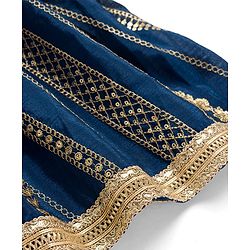 Babyhug Woven Frill Sleeves Embroidered Choli Lehenga Set with Dupatta Sequin & Lace Detailing - Red & Navy Blue