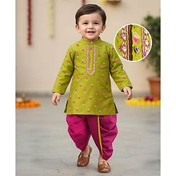 BABYHUG BOYS BROCADE KURTA DHOTI SET 18-24M GREEN