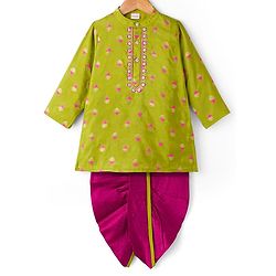 BABYHUG BOYS BROCADE KURTA DHOTI SET 18-24M GREEN
