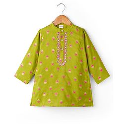 BABYHUG BOYS BROCADE KURTA DHOTI SET 18-24M GREEN
