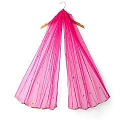 Babyhug Net Woven Sleeveless Choli Lehenga Set with Dupatta Sequin Embroidered Mirror Work - Fuchsia