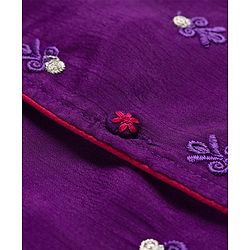 Babyhug Chanderi Woven Full Sleeves Kurta Pajama Set With Floral Embriodery - Purple