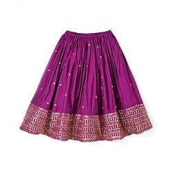 Babyhug Woven Three Fourth Sleeves Choli Lehenga & Dupatta Set With Floral Embroidery - Wine