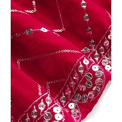 Babyhug Velvet Woven Half Sleeves Choli Lehenga Set with Dupatta & Embroidery - Dark Pink