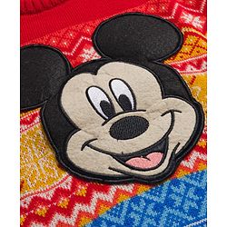 Babyhug Disney Woven Full Sleeves Pullover Sweater With Mickey Mouse Graphics - Multicolor