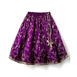 Babyhug Glass Nylon Woven Frill Sleeves Choli Lehenga & Dupatta Set with Floral Embroidery - Purple