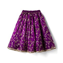 Babyhug Glass Nylon Woven Frill Sleeves Choli Lehenga & Dupatta Set with Floral Embroidery - Purple