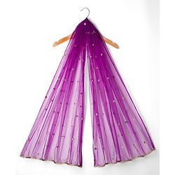 Babyhug Glass Nylon Woven Frill Sleeves Choli Lehenga & Dupatta Set with Floral Embroidery - Purple
