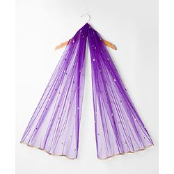 Babyhug Brocade Woven Half Puffed Sleeve Choli Lehenga & Dupatta with Floral Foil Design - Purple & Dark Pink
