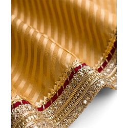 Babyhug Brocade Woven Puff Sleeves Choli Lehenga & Dupatta Set with Floral Embroidery - Red & Beige
