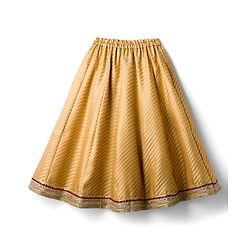 Babyhug Brocade Woven Puff Sleeves Choli Lehenga & Dupatta Set with Floral Embroidery - Red & Beige