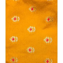 Babyhug Brocade Woven Cap Sleeves Choli Lehenga & Dupatta Set with Floral Foil Print - Hot Pink & Yellow