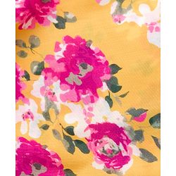 Babyhug Cambric Woven Full Sleeves Kurti Palazzo & Dupatta Set With Floral Print - Yellow & Pink