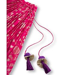 Babyhug Brocade Woven Sleeveless Choli Lehenga & Dupatta Set With Floral Print & Embroidered - Fuschia