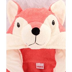 Babyhug Cotton Terry Woven Full Sleeves Hooded Bathrobe with Fox Embroidery - Pink