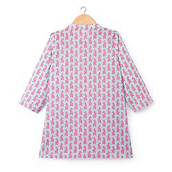 Babyhug Cotton Woven Full Sleeves Kurta Pajama Set with Bunny Print - Light Blue & Pink