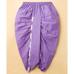 Babyhug Cotton Cambric Woven Full Sleeves Kurta Dhoti Set with Floral Print - White & Purple