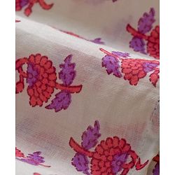 Babyhug Cotton Cambric Woven Full Sleeves Kurta Dhoti Set with Floral Print - White & Purple