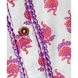 Babyhug Cotton Cambric Woven Full Sleeves Kurta Dhoti Set with Floral Print - White & Purple