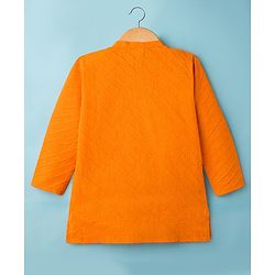 Babyhug Cotton Dobby Woven Full Sleeves Solid Kurta Pyjama Set - Orange