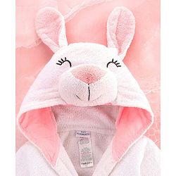Babyhug Cotton Terry Woven Full Sleeves Hooded Bathrobe with Bunny Embroidery - White