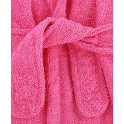 Babyhug Cotton Terry Woven Full Sleeves Hooded Bathrobe with Kitty Embroidery - Pink