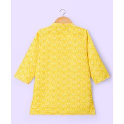 Babyhug Cotton Woven Full Sleeves Pintucked Kurta Pyjama Set with Sequin Detailing -  Yellow