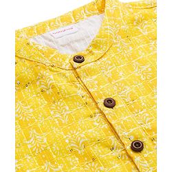 Babyhug Cotton Woven Full Sleeves Pintucked Kurta Pyjama Set with Sequin Detailing -  Yellow