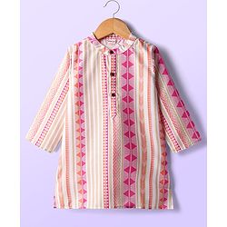 Babyhug Cotton Woven Full Sleeves Cambric Printed Kurta Dhoti Set - Multicolour