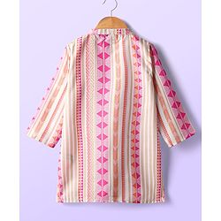 Babyhug Cotton Woven Full Sleeves Cambric Printed Kurta Dhoti Set - Multicolour