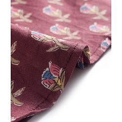 Babyhug Cotton Woven Full Sleeves Kurta Dhoti Set with Floral Print - Maroon