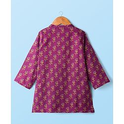 Babyhug Cambric Full Sleeves Floral Printed Kurta Dhoti Set - Purple