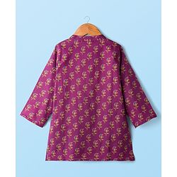 Babyhug Cambric Full Sleeves Floral Printed Kurta Dhoti Set - Purple