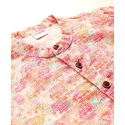Babyhug Cotton Woven Full Sleeves  Printed Kurta Dhoti Set - Pink