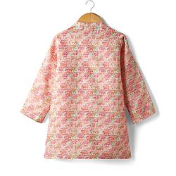 Babyhug Cotton Woven Full Sleeves  Printed Kurta Dhoti Set - Pink