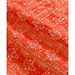 Babyhug Cotton Woven Full Sleeves Cambric Printed Kurta Dhoti Set with Sequin Detailing - Orange