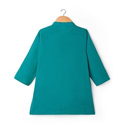 Babyhug Cambric Woven Full Sleeves Kurta Pajama Set With Embriodery - Teal Blue