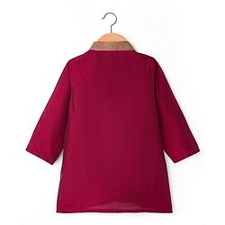 Babyhug Woven Full Sleeves Floral Embroidered Kurta with Pyjama Set - Maroon