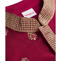 Babyhug Woven Full Sleeves Floral Embroidered Kurta with Pyjama Set - Maroon