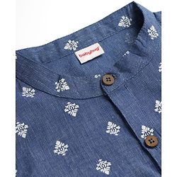 Babyhug Cotton Woven Full Sleeves Kurta with Floral Print - Blue