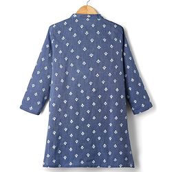 Babyhug Cotton Woven Full Sleeves Kurta with Floral Print - Blue