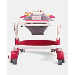Babyhug 2 in 1 Walker with Height Adjustment & Detachable Toy Bar with Lights & Music | Musical Activity Tray| Soft Cushion Seat| Speed Control| Push Walker| Wheel Lock| Anti-fall Protection - Red