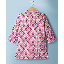 Babyhug Cambric Woven Full Sleeves  Floral Printed Kurta Pajama Set with Nehru Jacket - White