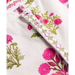 Babyhug Cambric Woven Full Sleeves  Floral Printed Kurta Pajama Set with Nehru Jacket - White